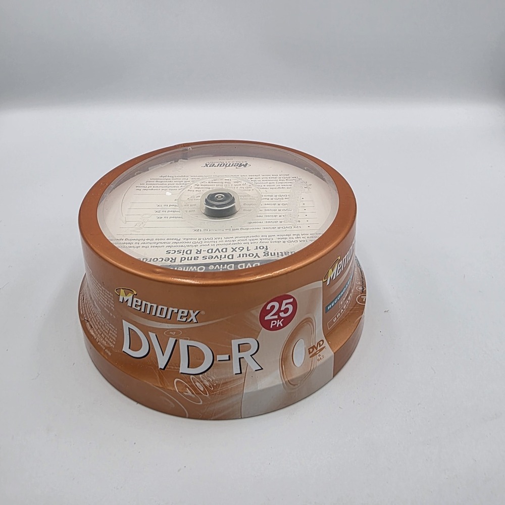 Memorex DVD-R 16x 4.7GB 25 Pack Spindle Recordable‎ NEW & SEALED